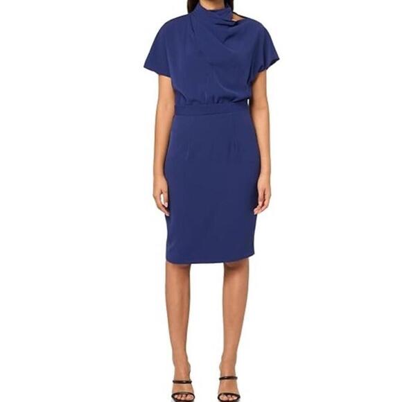 Black Halo Dresses & Skirts - Black Halo Womens Blue Solid  Sheath Dress Size 14 Elegant Office
